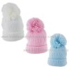 KIDS6125-2: Baby Rib Knit Pom Hat (3-12 Months)