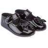 B604: Baby Girls Soft Soled Shoe-Black (Shoe Sizes: 0-3)