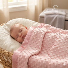 VEL03R: Baby Dusky Pink Luxury Ultra Soft Bubble Velour Wrap On A Satin Padded Hanger